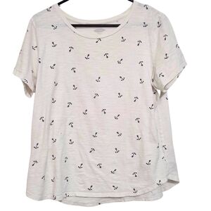 White Anchor Print Tee